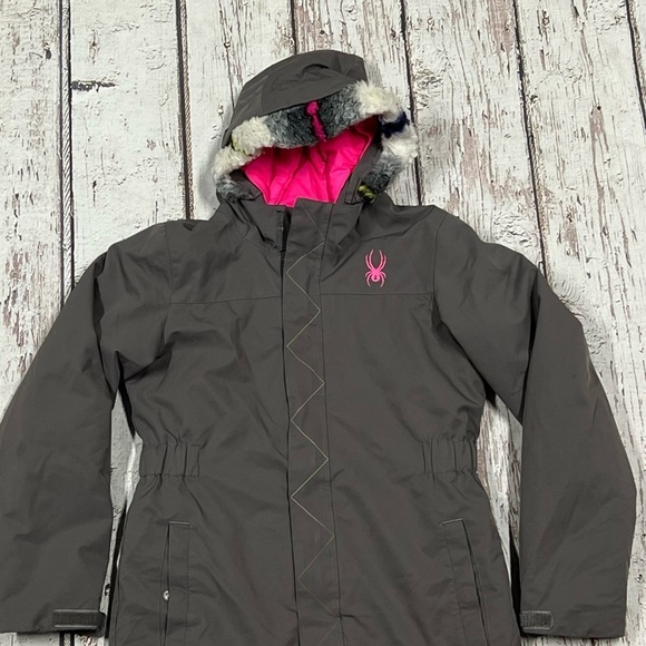 Kids Girls Spyder Ski Skiing Snowboarding Hooded Jacket Size XL - Picture 3 of 10